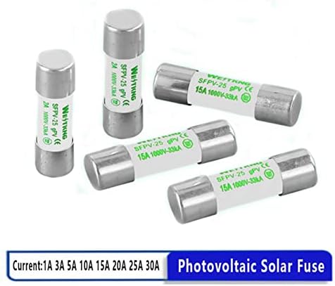 Scruby PV Solar Fuse 1000V DC 10 * 38mm 1A 3A 5A 10A 15A 20A 25A 30A за фотоволтаичен систем за напојување чисто сребрено стопи