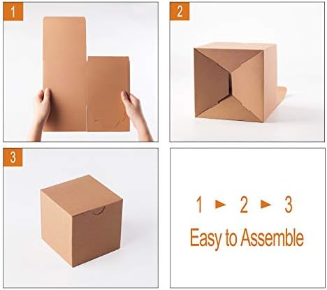 Гефтол Мала кафеава кутија за подароци 50 пакувања 4 x 4 x 4 инчи преклопете ја кутијата за подароци за хартија за кутии за невестински