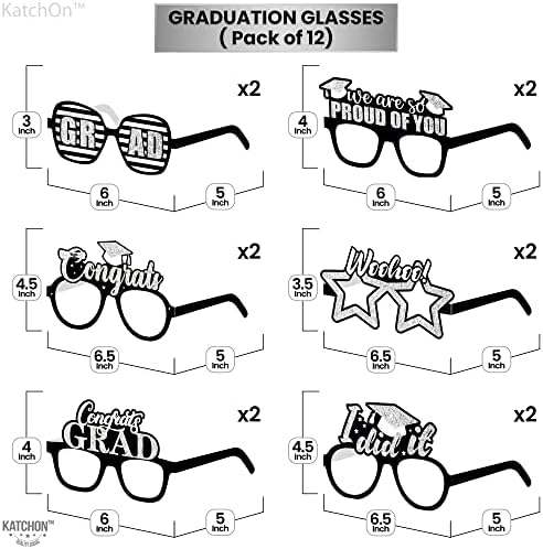 Катчон, Сјај Дипломирање Очила 2023-Пакување од 12 | Дипломирање Фото Штанд Реквизити 2023 За Сребрени Украси За Дипломирање Класа