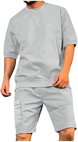 Атлетски шорцеви и шорцеви за мажи на YMoSRH Поставете спортска облека со 2 парчиња летни облеки за пот -панталони за кошули