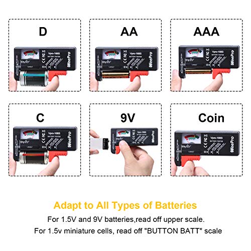Тестер За Батерии WeePro, Универзален Проверувач На Батерии Мал Тестер За Батерии ЗА AAA AA C D 9V 1.5 V Копче Ќелија-Тестер