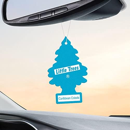 Мали дрвја освежувач на воздухот со автомобил Јас виси дрво Обезбедува долготраен мирис за авто или дома I Caribbean Colada, 6-пакувања