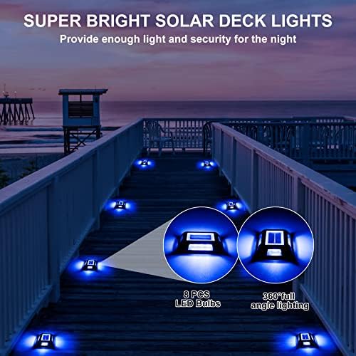 Крепови соларни палуби светла Drighway Dock Lights- 8 пакувања водоотпорни 1200mAh соларни напојувани предводени алуминиумски приклучоци