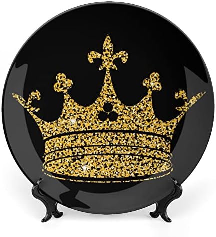 Златна круна што виси керамичка декоративна чинија со приказ за приказ Прилагодени годишнини за свадбени подароци за родители