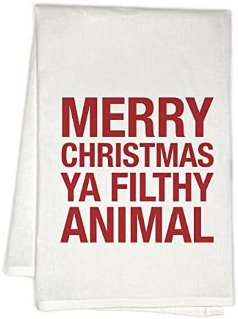 Рубијаро за одмор кујнски пешкир - Среќен Божиќ, гнасно животно - бело брашно од вреќа за рака