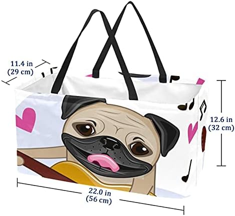 Lorvies за еднократно торбички за намирници, симпатично куче, со гитара што може да се преклопи, големите канти за складирање корпи за шопинг торба за торбичка за купув