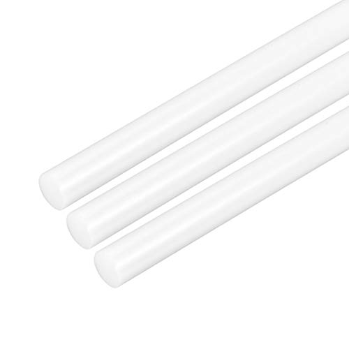 Uxcell 3pcs пластична тркалезна шипка 5/16 инчи дијаа 20 инчен бел полиоксиметиленски шипки Инженеринг пластични кружни шипки