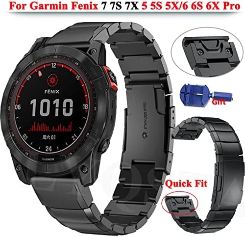 Метална лента за часовници HKTS за Garmin Fenix ​​7 7S 7x 5x 5 6x 6pro 3HR EasyFit Брзо ослободување на нараквица од не'рѓосувачки