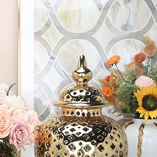 Милагето модерна керамика испуштена ѓумбир тегла вазна порцеланска тегла цветна аранжман Декоративен храм тегли за тргнување на маса за