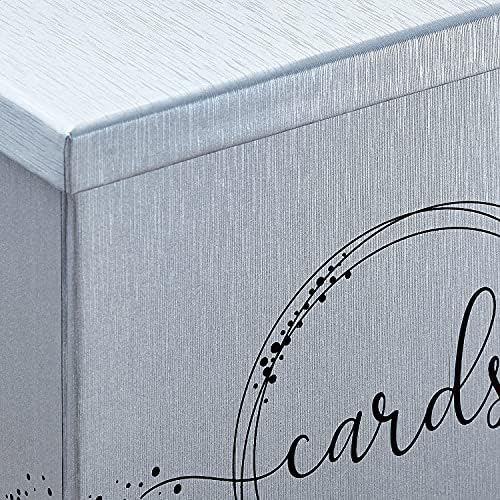 Хејли Чери - Сребрена Кутија За Подароци Со Дизајн На Црна Фолија - Текстура Финиш-Голема Големина 10 х 10 - За Свадбени Приеми,