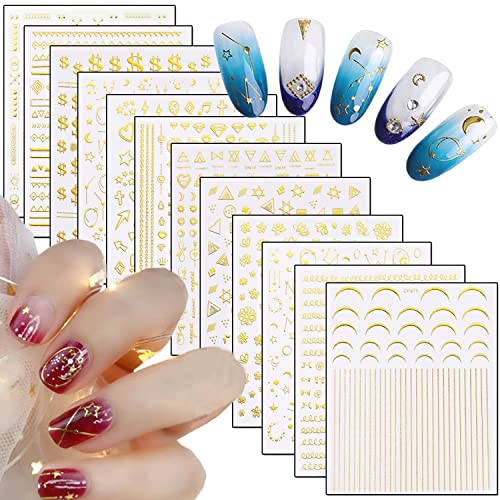 30 листови налепници за бели нокти и 12 листови налепници за златни нокти