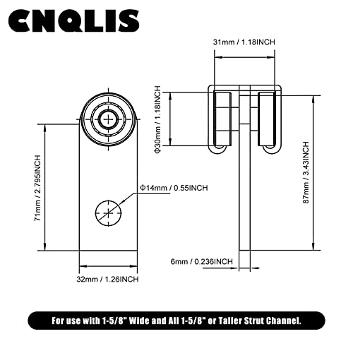 CNQLIS 2 тркала за канали за носење на тркала за собрание на собрание за 1-5/8 Широки и сите 1-5/8 Канал за ленти （4pcs）