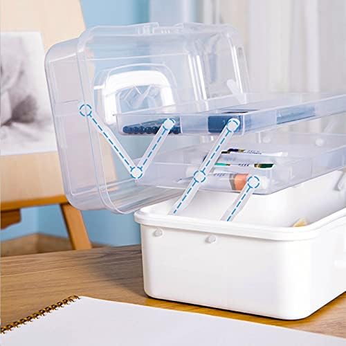 Tosnail 13 -инчни 3 слоеви пластични занаетчиски организатор за складирање на кутии за чување прва помош за шиење, сликарство, уметност -