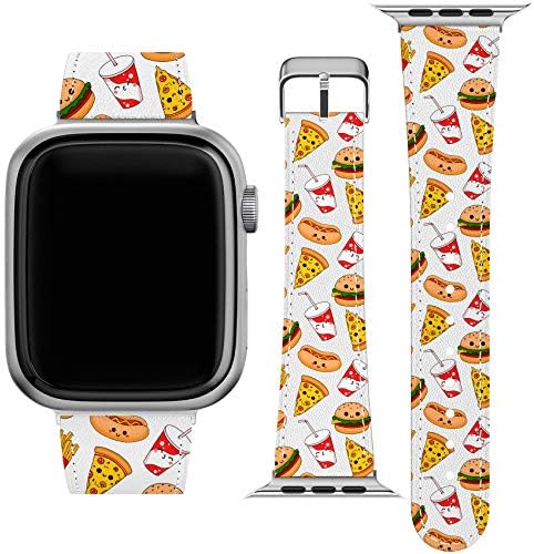 Гледајте опсег компатибилен со Apple Watch Series 7/6/SE/5/4/3/2/1 38-40-42-44-45mm несакана храна пица плескавица помфрит Стилски