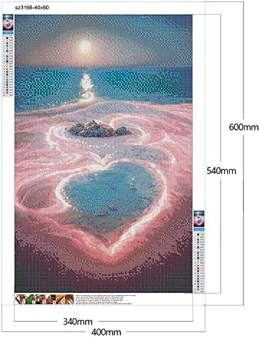 Комплети за сликање на дијаманти на плажа, 5Д розово срце Loveубов плажа Море дијамантски уметнички комплети за возрасни деца почетник,