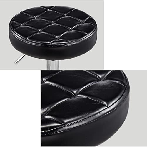 Zhouxiao Round Rolling Stool со гумено тркало, суета столица, прилагодлива висина ПУ кожа столче со потпирач за нозе, нем -работна маса