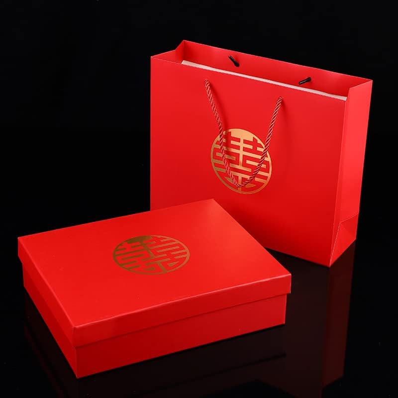 2 парчиња Црвена Празнична Кутија За Подароци Кутија За Подароци За Свадбени Бонбони Во Кинески Стил Комплет Свадба Придружна Кутија