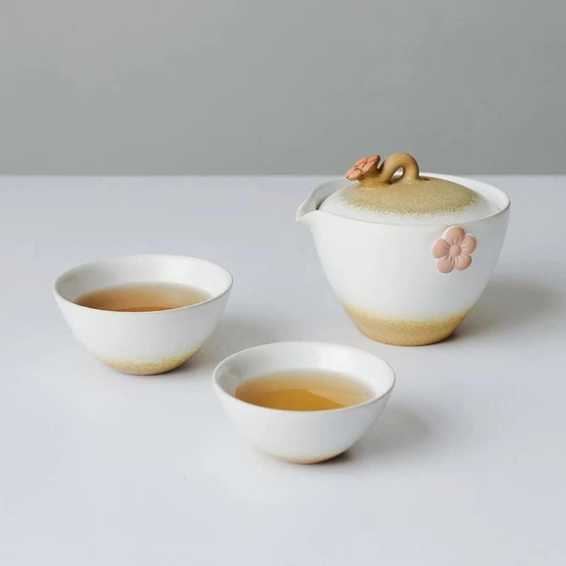 TJLSS Јапонски керамички чајник Гаиван Теакупс Рачно изработено преносен сет за чај за патувања во канцеларија за патувања