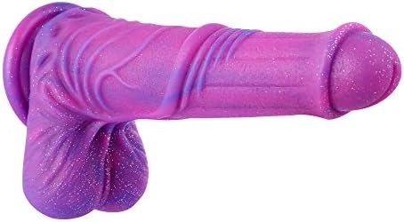 Реална играчка за секс на дилдо, 10,6 инчи фуксија до неправилен дизајн на виолетова текстура, силиконски дилдо со силна чаша за