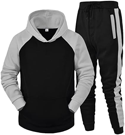 Xxbr Траги за мажи, странични шарени во боја блок крпеница со качулки за џемпери, спортови за спортски костуми