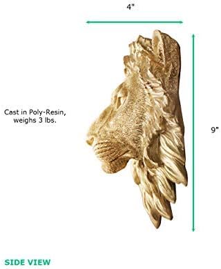 Wallидни шармери мини златен лав лав глава wallид што виси - 9 faux таксидермични животни од главата на wallидот - рачно изработен
