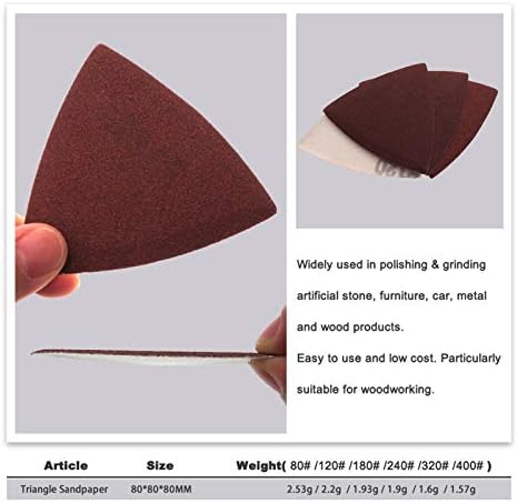 Средба со полирање од дрво метал 30 парчиња од 808080мм Триаголник од шкурка црвена шкурка кука и јамка од 80 до 400 абразивен диск