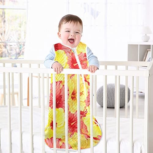 vvfelixl Голема жолта црвена хибискус бебе што може да се носи, носено ќебе, вреќа за спиење на транзиција за новороденче, вреќа за спиење за