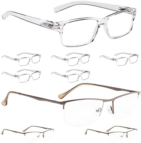Лур 6 пакувања чисти очила за читање + 3 пакувања метални очила за читање на полу-раб
