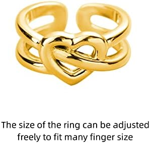 Ринг момче креативно ликвидација во форма на срцев облик на прилагодлив прстен на корејски стил Темперамент Исклучителна loveубов со