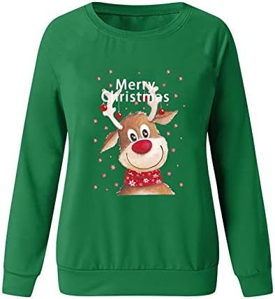 Akенски Akенски симпатични ирваси за Божиќни печати за Божиќ, трендовски салон, екипаж, обичен блуза пулвер, кошули со долги ракави