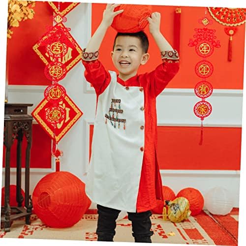 Jardwe 1 пар пролетен збор спој со црвен дом, кинески декор декор на венец, црвена куќа украси 2022 Нова Година Ева Столници на пролет