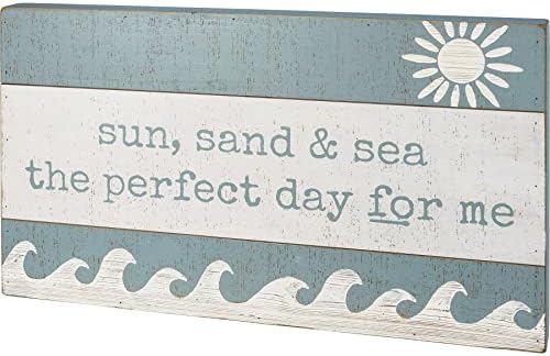 Примитиви од Кети Сон Песок и море Совршен ден за мене Декоративен знак за декорирање на дрвени wallидови 36х15