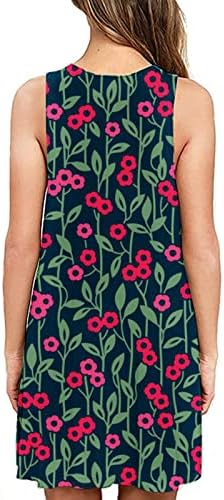 Lmdudan 2023 летен резервоар фустан за жени модни цветни печатени печати без ракави, обични удобни забави фустани со џебови