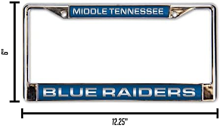 NCAA Middle Tennessee Blue Raiders Laser Laser Cut Inlauded Standard Chrome Recard Plate Frame