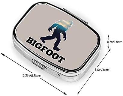 Bigfoot Square Mini Pill Box Travel Medical Metal Metal Organizer Pill Case со огледало