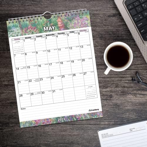 Кранбери Мал wallиден календар 2023 година - Месечни дизајни за уметнички дела, вертикален календар, спирална врзана, виси 2023 календар плус налепници
