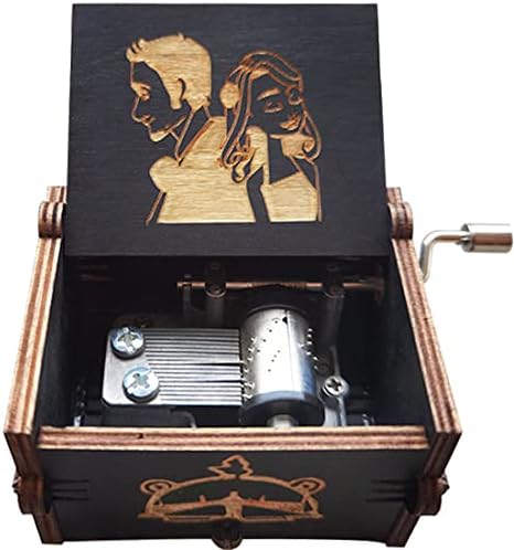 Музичка кутија Bolunlun Jurassic, дрвена музичка кутија со рака, дрвена играчка за fansубители на филмови, подарок за момче и деца,