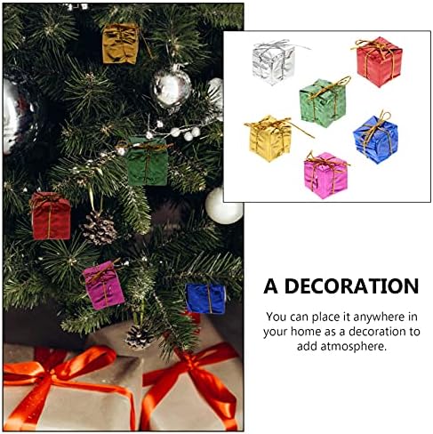 Кабилок Рождек Декор 72 парчиња кутии Орнаменти 3см мини завиткани фолиња од фолија сегашни кутии дрво виси приврзоци за Божиќна