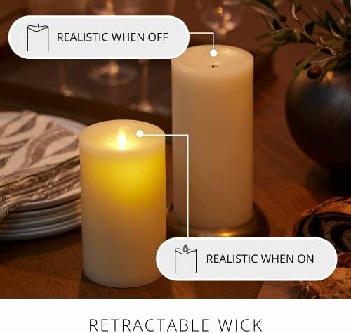 Luminara wick to Flame Подвижен пламен LED свеќа со светилки со далечински управувач, вистински восок вдлабнат горниот раб, слонова коска