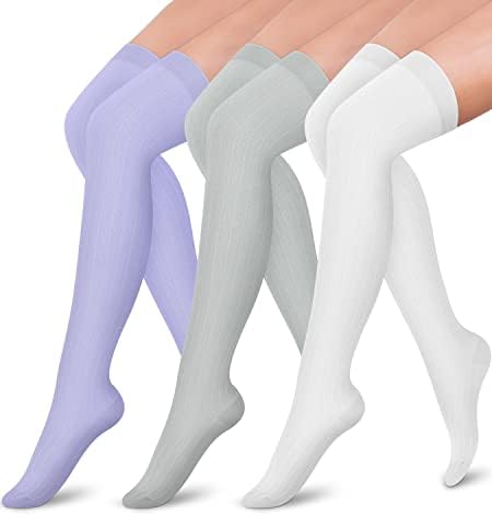 Aoliks 3 пара над коленото со висока компресија чорапи за жени - Компресија чорапи за трчање, велосипедизам, атлетски