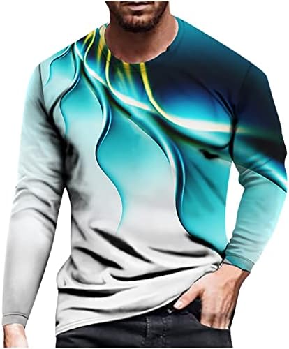 Машки Обичен Круг Вратот Врвот Мода 3д Печатење Кошула Блуза Отворено Атлетски Трендовски Пуловер Дуксер