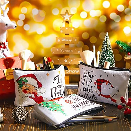 Weewooday Божиќ Шминка Кеси Со Патент Преносни Повеќенаменски Козметички Торбичка Торба Во Собата Среќен Божиќ И Дедо Мраз Молив Случај Најголемиот