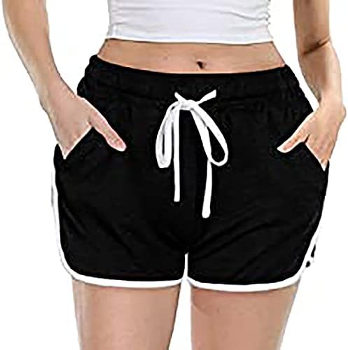 Badhub Women Women Shuts Shorts Comfy Lounge Shorts Shorts Летни обични теретани со високи половини Атлетски шорцеви со џебови влечење