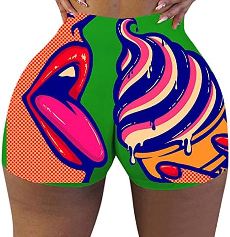 Новиниски жени секси високи половини со тренинзи со цртани филмови за печатење на задниот дел од атлетски јога кратки панталони