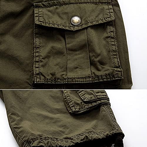 Менс шорцеви модни модни цврсти бои со повеќе џебни панталони памучни карго-комбинезони шорцеви