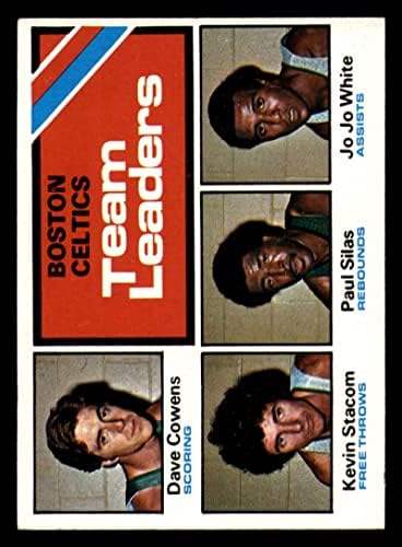 Кошарка НБА 1975-76 Топпс 117 Дејв Коувенс/Лидери на тимот на Јојо Вајт Селтикс, НМ во близина на нане Селтикс