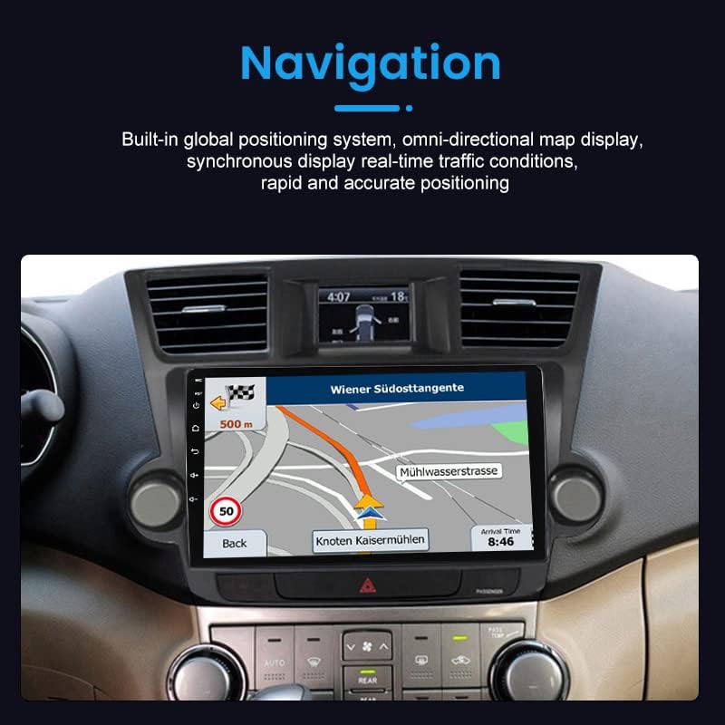 Андроид 11 Автомобил Радио Стерео За Toyota Highlander 2008-2013, Biorunn 10.1 Инчен Окта Јадро Автомобил GPS Navi Безжичен Carplay Android