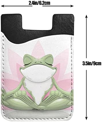 Симпатична смешна жаба што прави држач за јога телефонска картичка PU кожна кредитна картичка ID CASE торбичка 3М лепила за сите