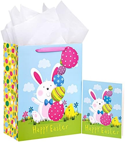 ЗАВИТКАН 13 Голема Велигденска Торба За Подароци Со Картичка И Ткивна Хартија - Велигденско Зајаче И Јајца