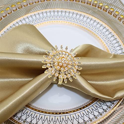 Gkmjki цвет бисер ринстон прстен метал кристален држач за салфетка за венчавка Божиќна забава трпеза